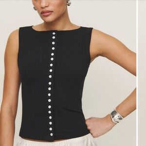 Reformation women’s black button up tank top